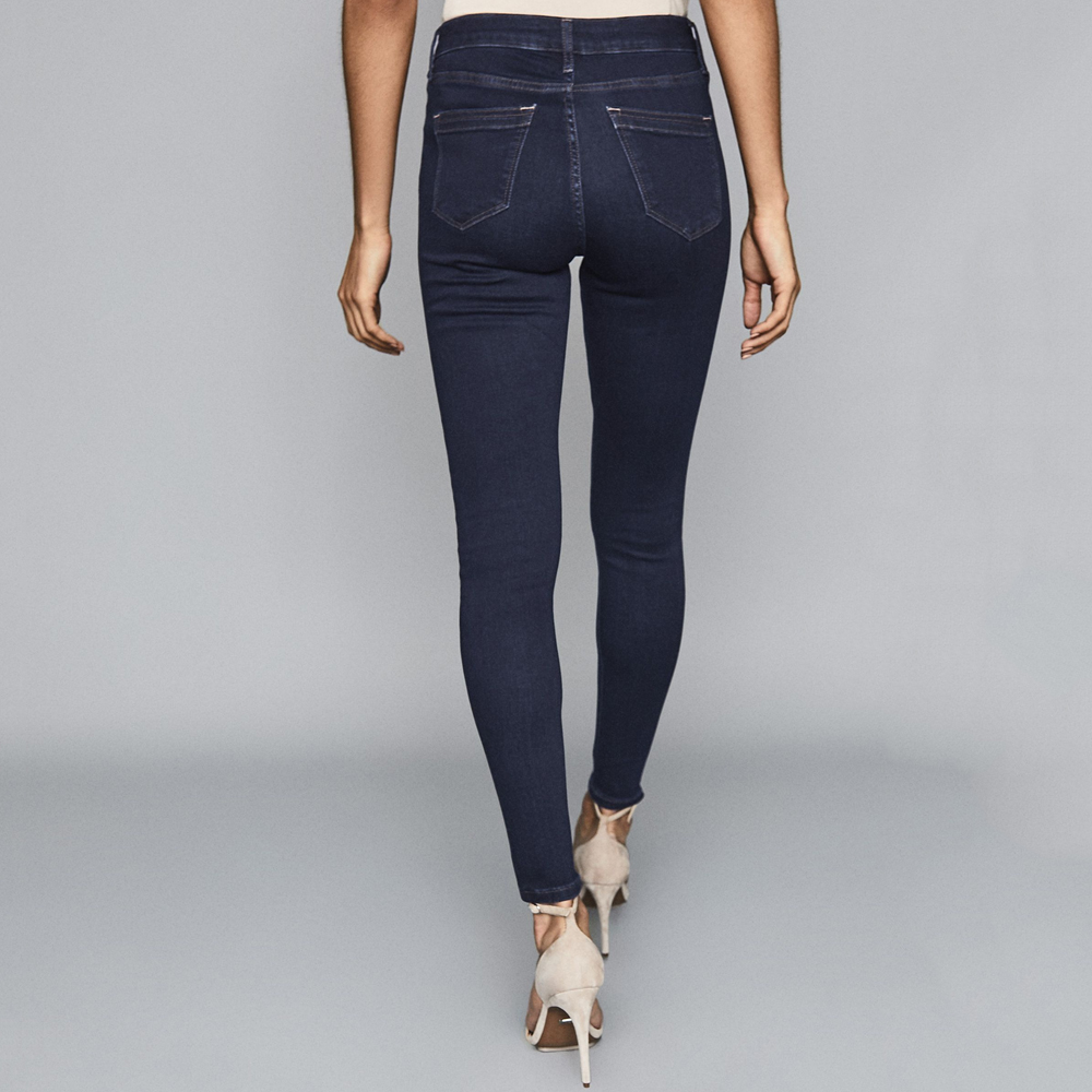 REISS Petites Lux High Rise Cropped Skinny Jeans in Indigo