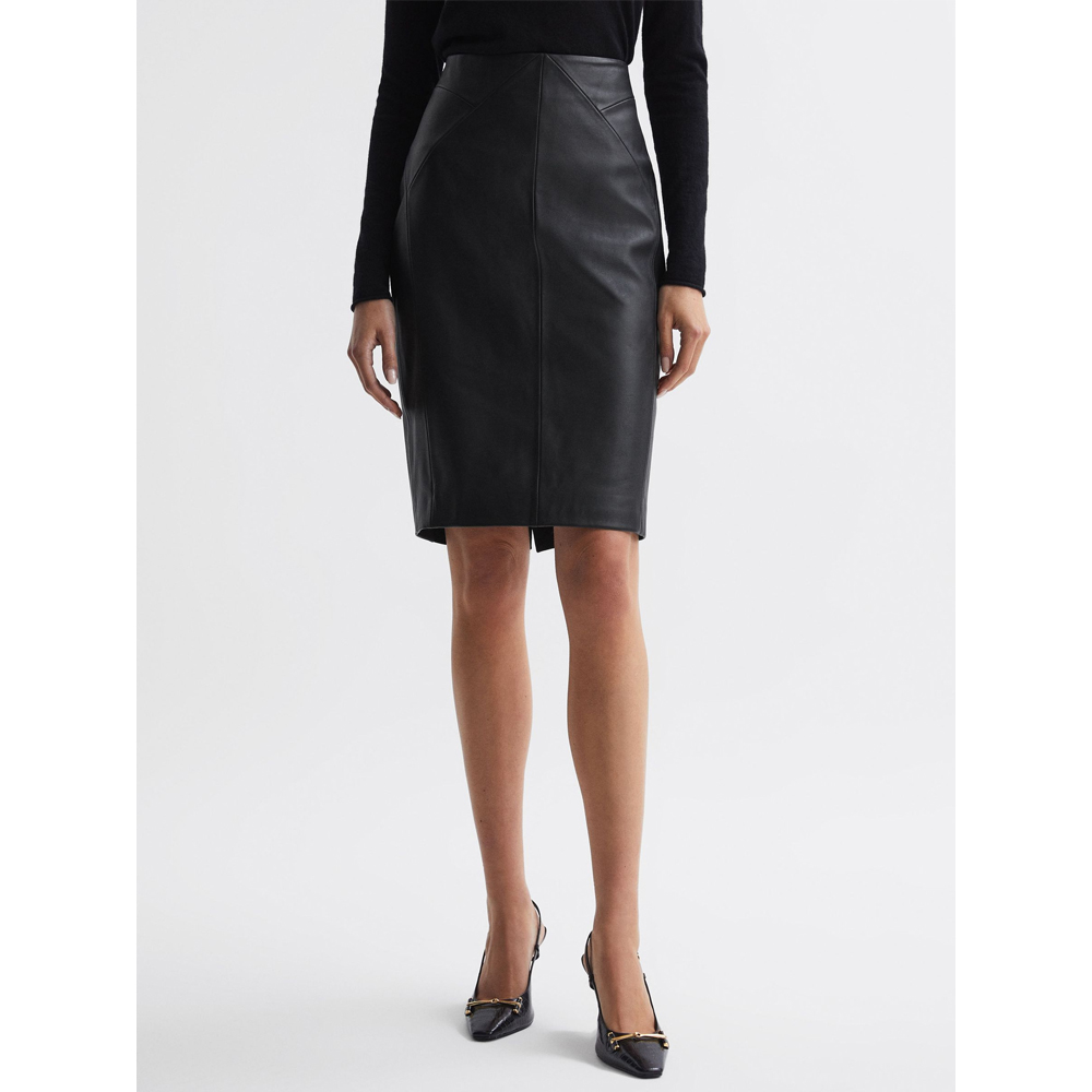 【海外限定】REISS☆スカートBerry Raya Leather High Rise Midi Reiss Leather High Rise Midi Skirt in Berry - REISS