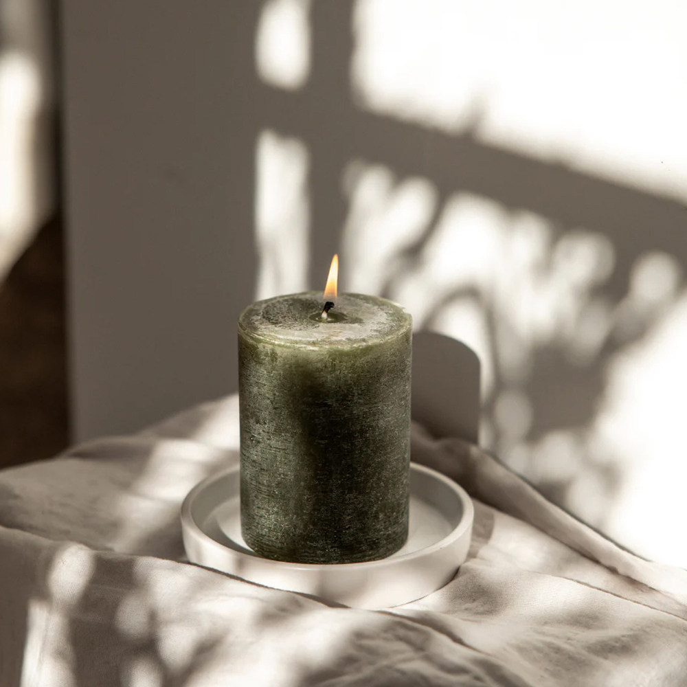 St Eval Moss Folk Pillar Candle | Willow Natural - Shaftesbury St Eval Moss Folk Pillar Candle | Willow Natural - Shaftesbury