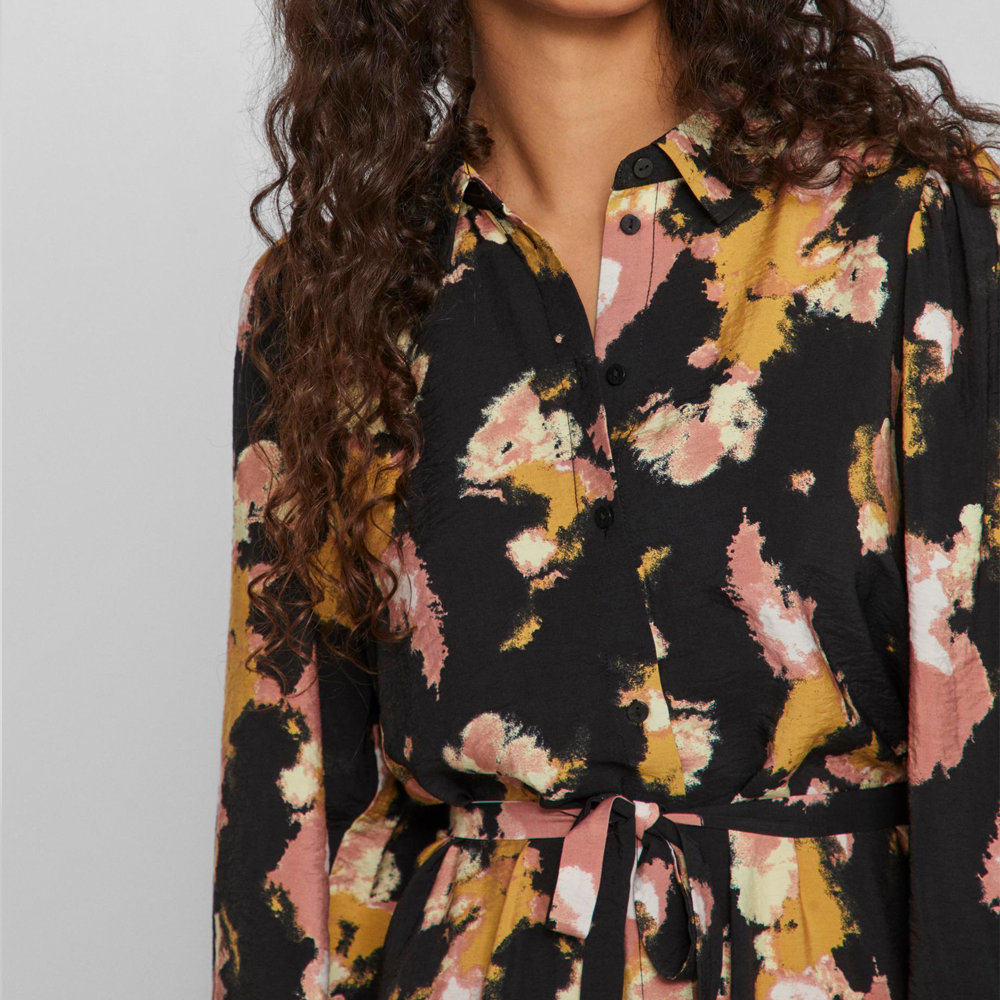 Long sleeve sales floral shirt dress