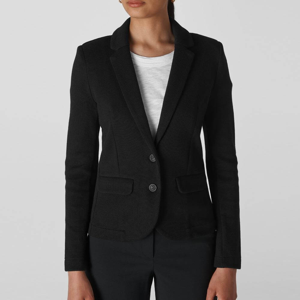 Whistles Black Slim Soft Cotton Jersey Jacket