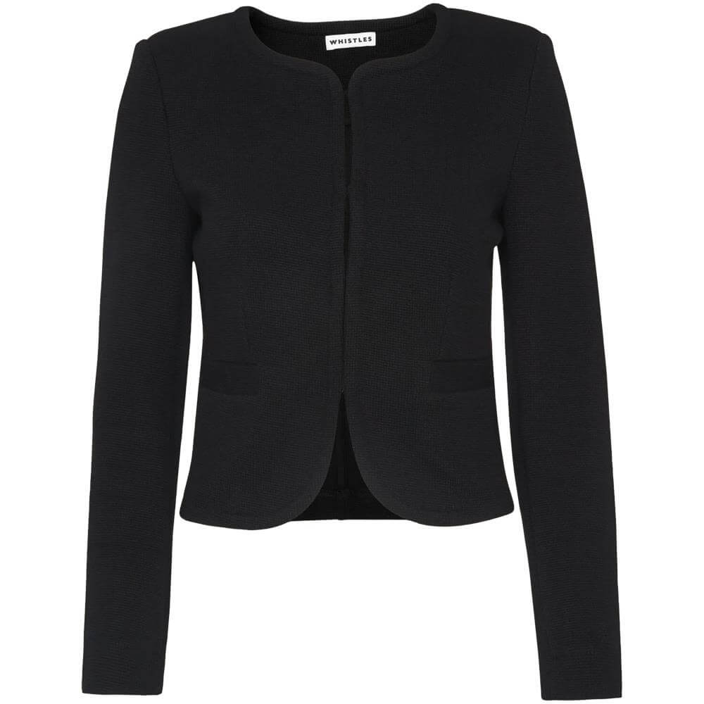 Whistles Black Collarless Jersey Jacket | Jarrolds, Norwich