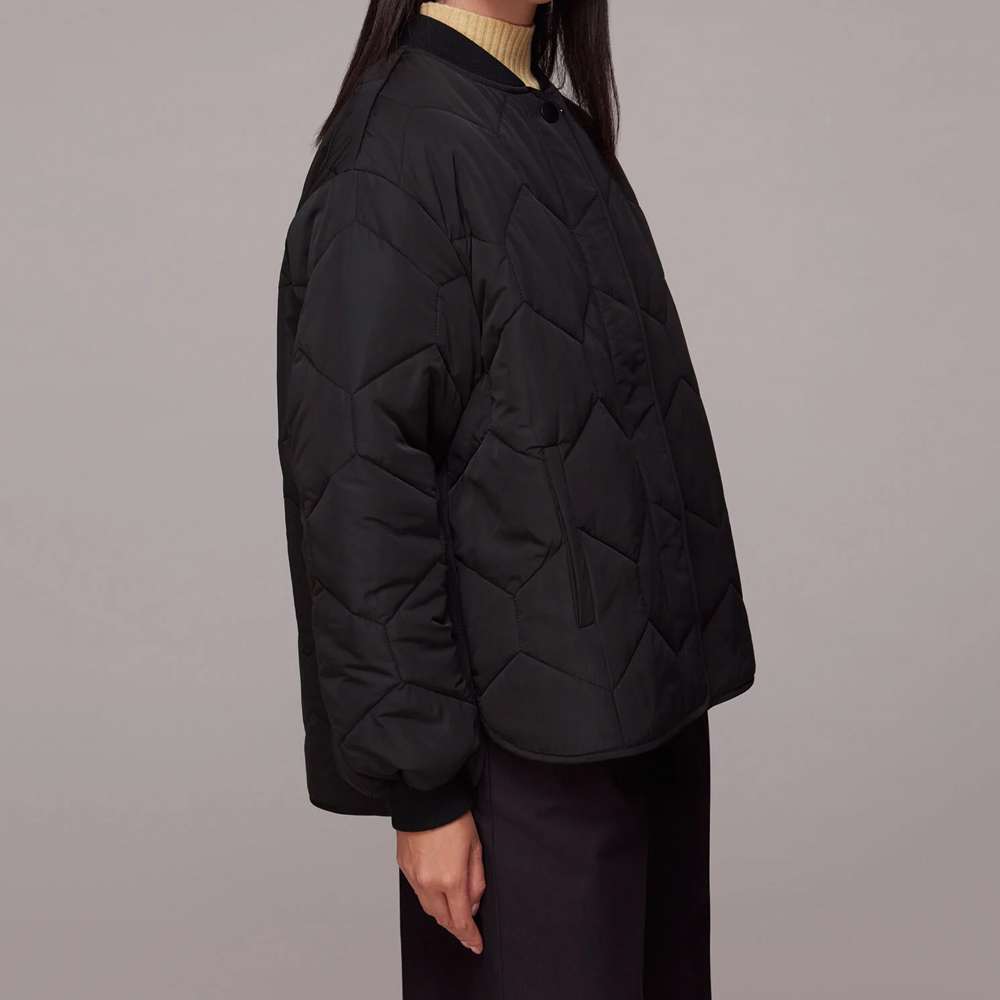 Laura Padded Short Coat in Recycled Polyester Black, Women's Coats