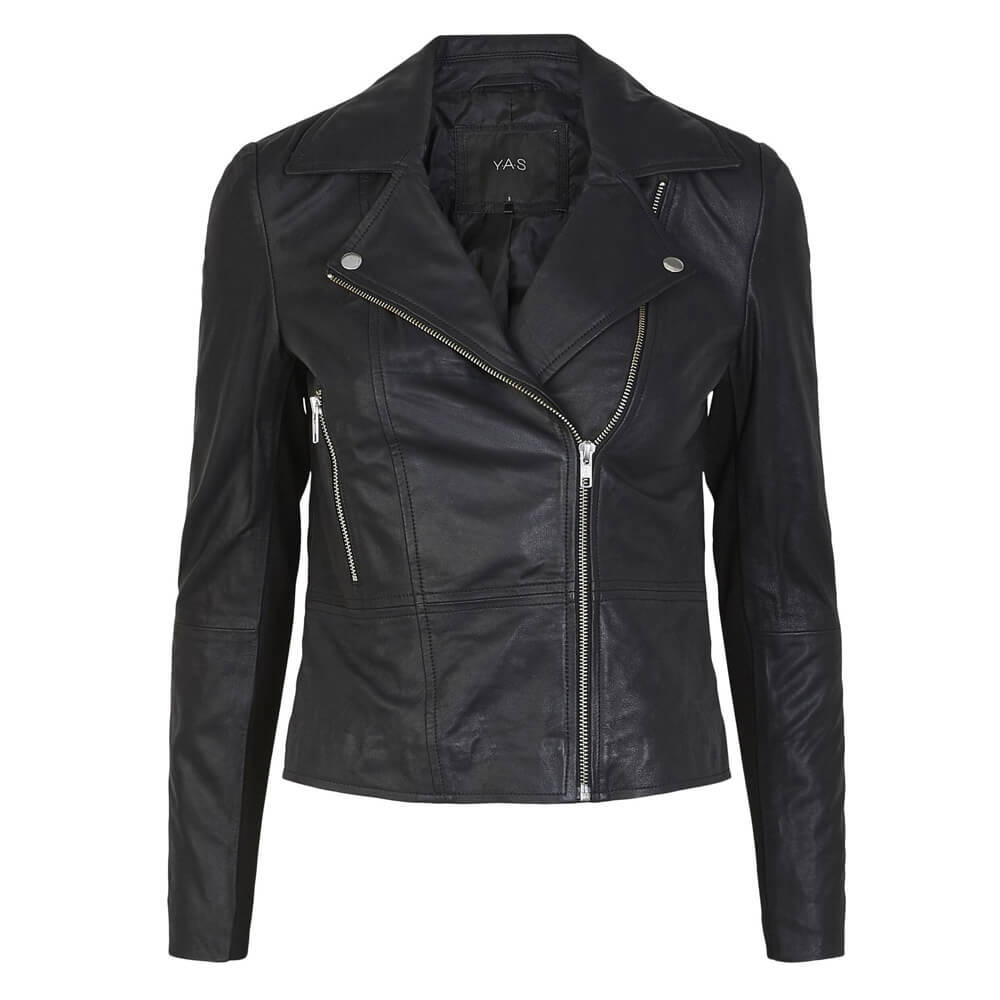 Y.A.S Sophie Black Leather Biker Jacket | Jarrolds, Norwich