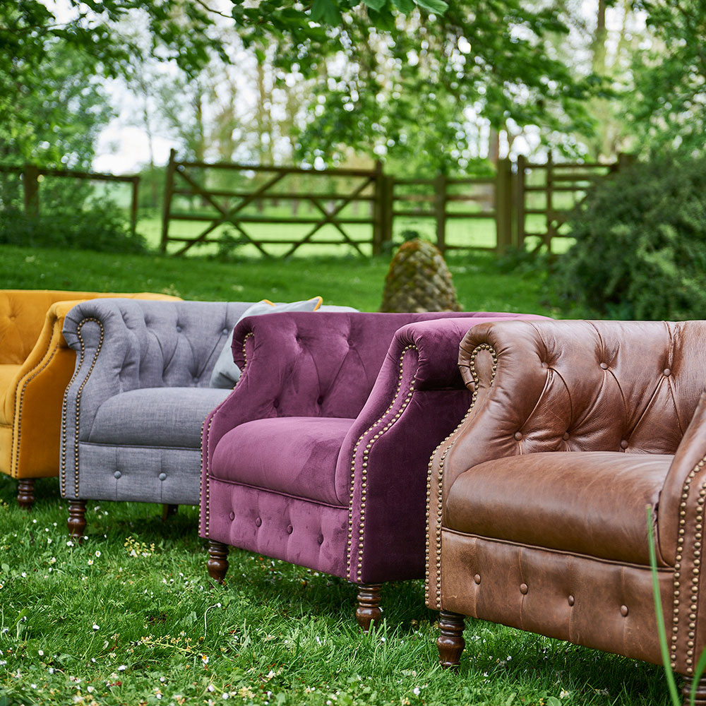 Purple deals leather chair