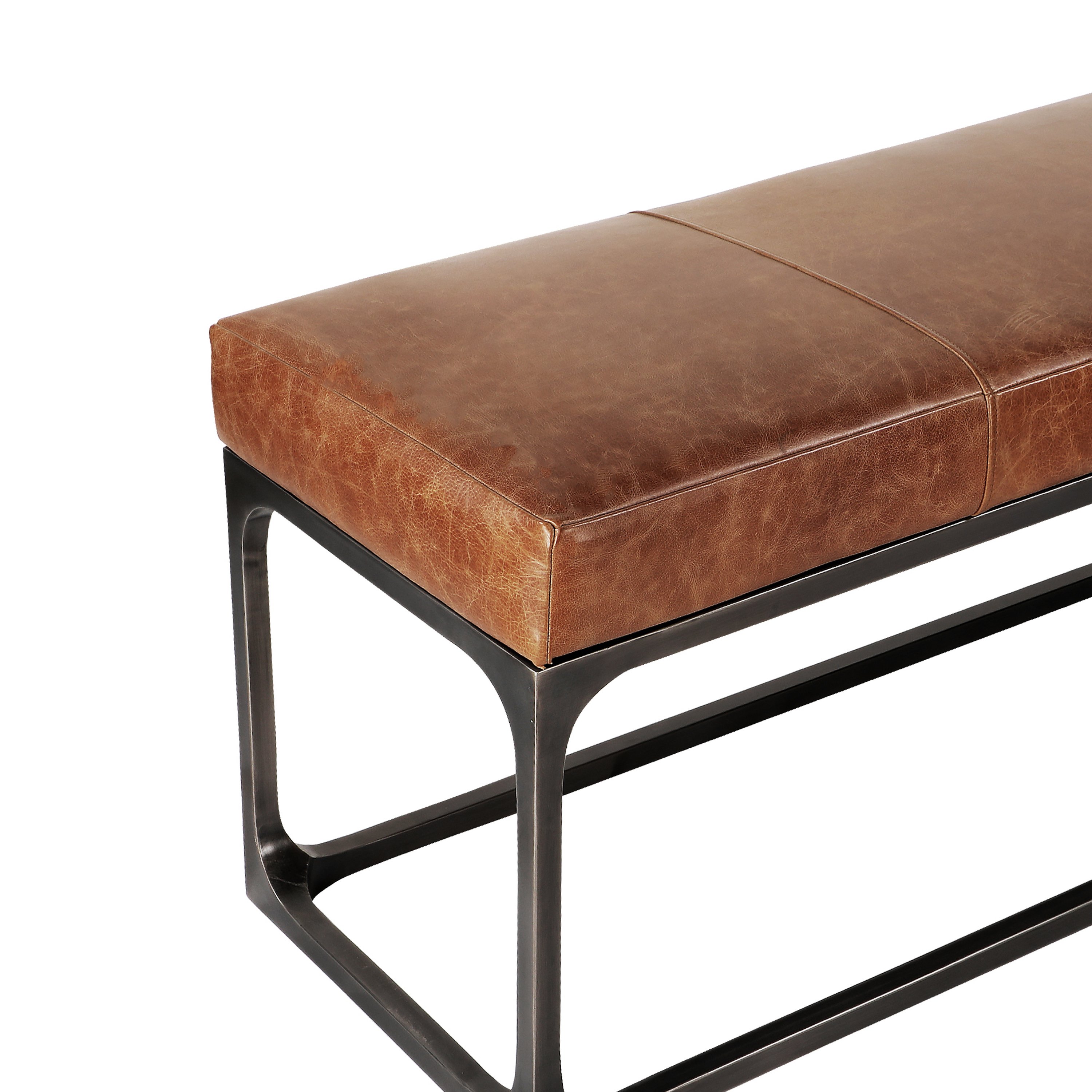 Leather covered deals bench